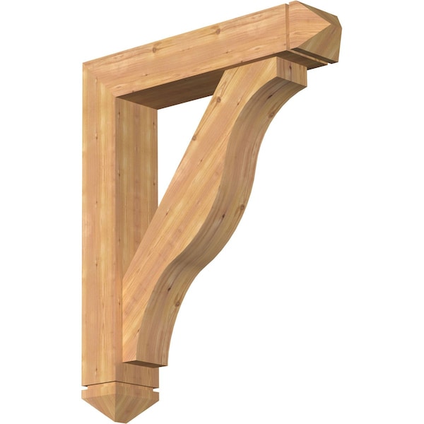 Ekena Millwork Funston Arts and Crafts Smooth Bracket w/ Offset Brace, Western Red Cedar, 7 1/2"W x 36"D x 44"H BKT0806X36X44FST03SWR - main